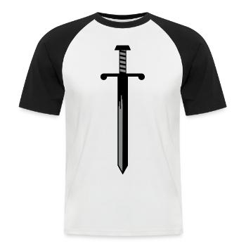 Schwert - Männer Baseball-T-Shirt - Weiß/Schwarz - Vorne - Nik (191cm)