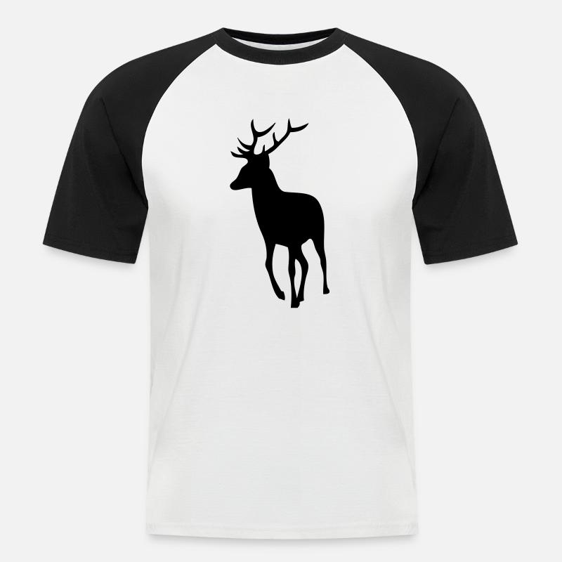 Hirsche Hirsche Silhouette Schatten Shadow1 - Männer Baseball-T-Shirt - Weiß/Schwarz