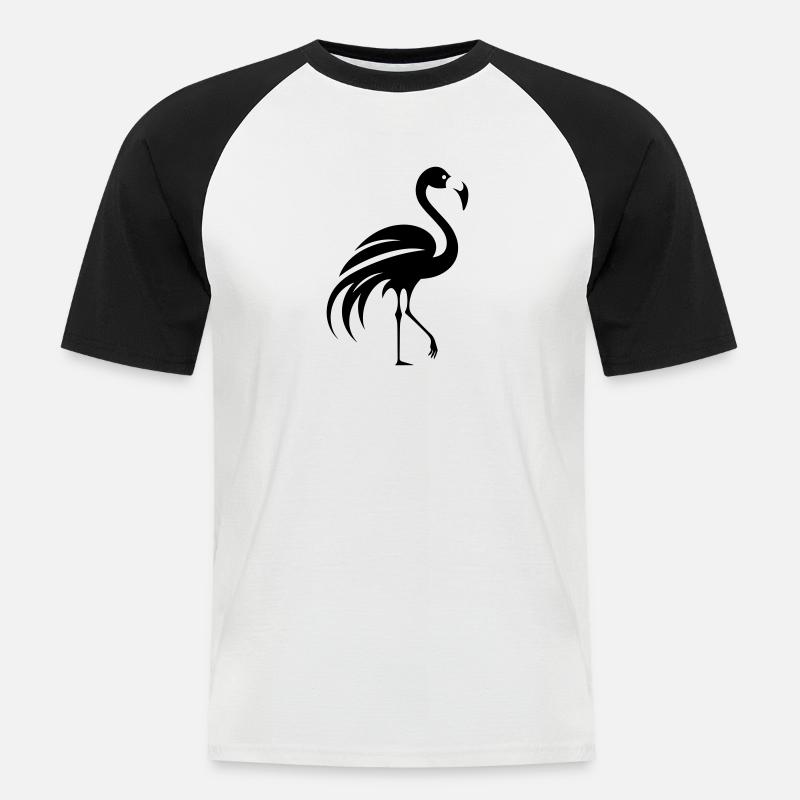 Flamingo - Männer Baseball-T-Shirt - Weiß/Schwarz