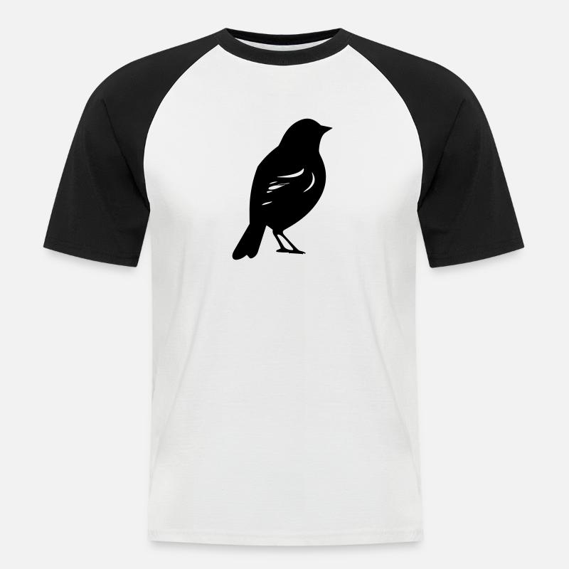 Vogel - Männer Baseball-T-Shirt - Weiß/Schwarz