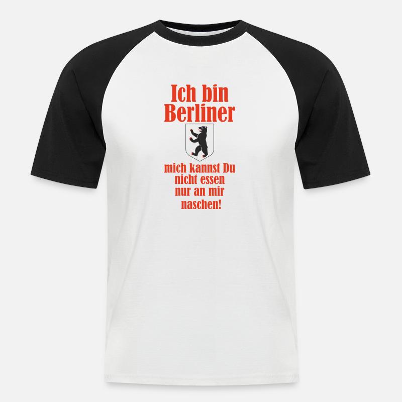 Ich bin ein Berliner - Männer Baseball-T-Shirt - Weiß/Schwarz
