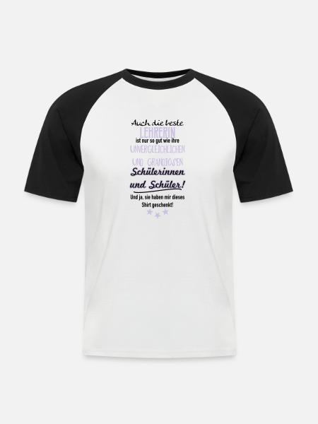 Beste Lehrerin Shirt - Männer Baseball-T-Shirt - Weiß/Schwarz