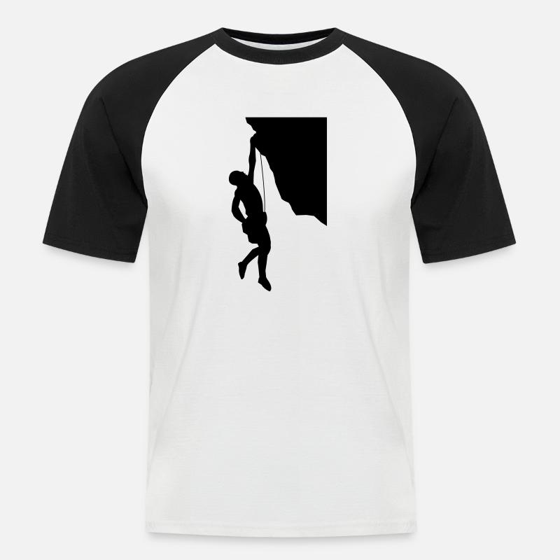 climbing_001 - Männer Baseball-T-Shirt - Weiß/Schwarz