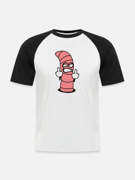 Evil worm design - Men's Baseball T-Shirt - white/black