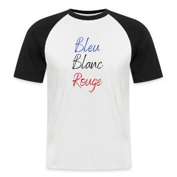Bleu blanc rouge - T-shirt baseball manches courtes Homme - blanc/noir - Devant - Nik (191cm)