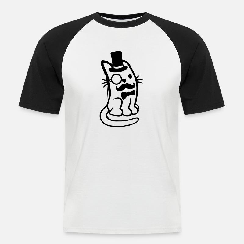 Herr Katze Bart Mann - Männer Baseball-T-Shirt - Weiß/Schwarz