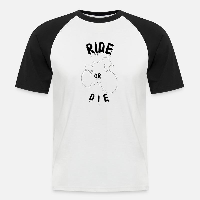 Reiten oder sterben - Männer Baseball-T-Shirt - Weiß/Schwarz
