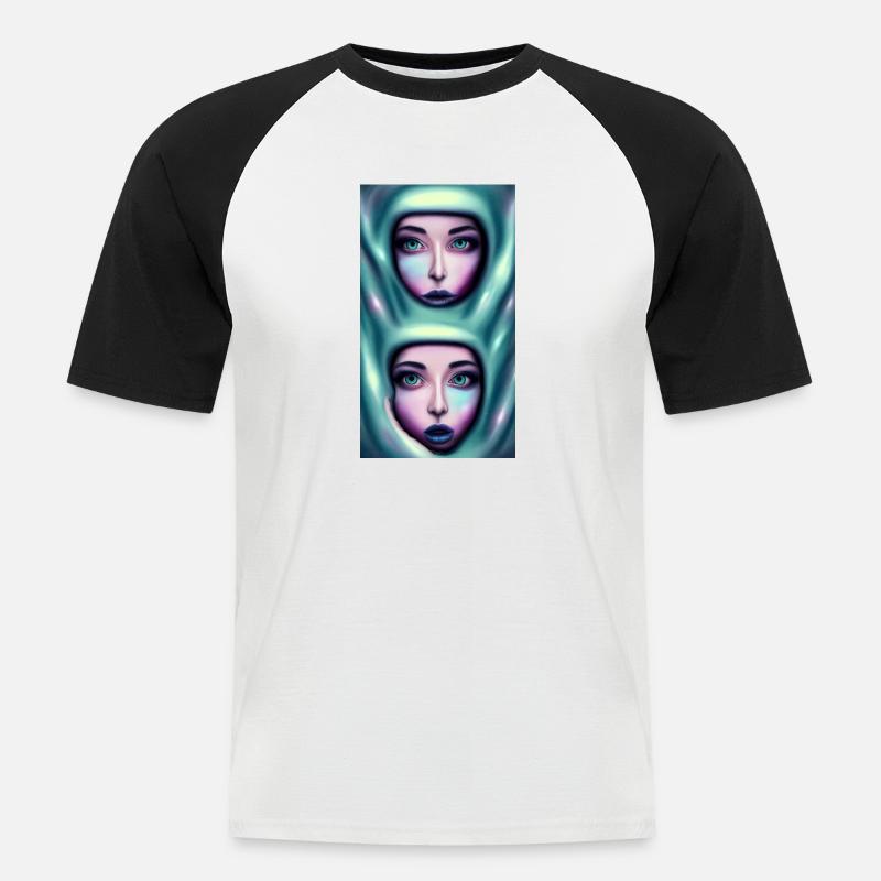 Space Sisters Twins - Männer Baseball-T-Shirt - Weiß/Schwarz