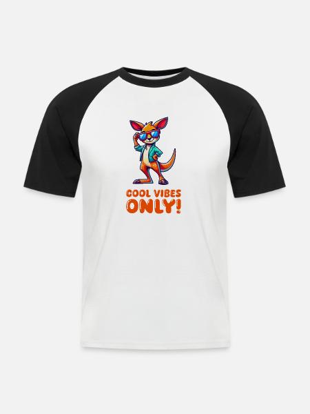 Kangaroo Comic Sunglasses - Men's Baseball T-Shirt - white/black