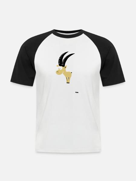 Steinbock (farbig) - Männer Baseball-T-Shirt - Weiß/Schwarz
