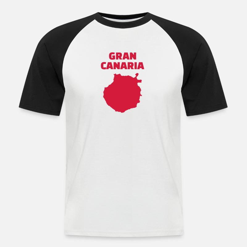 Gran Canaria - Männer Baseball-T-Shirt - Weiß/Schwarz