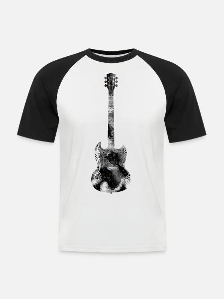 Gitarre Mit Würfeln - Männer Baseball-T-Shirt - Weiß/Schwarz