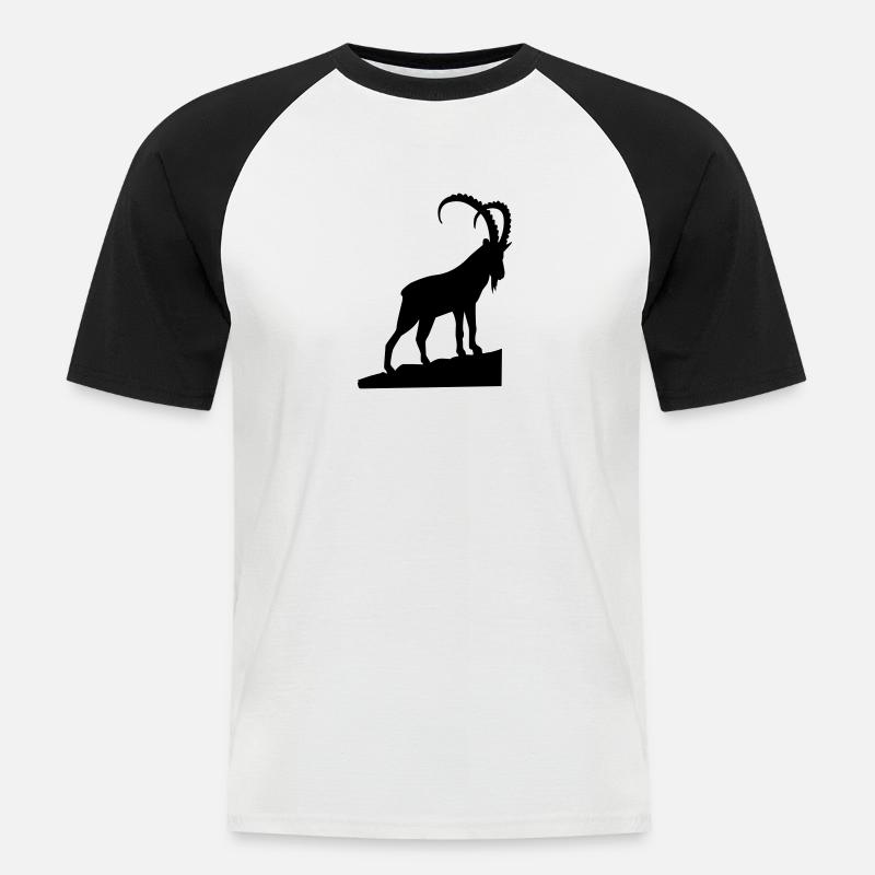 Steinbock - Männer Baseball-T-Shirt - Weiß/Schwarz