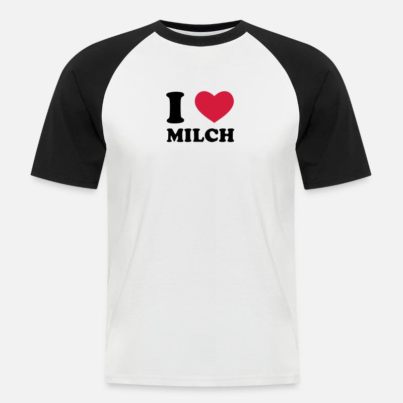I Love Milch - Männer Baseball-T-Shirt - Weiß/Schwarz