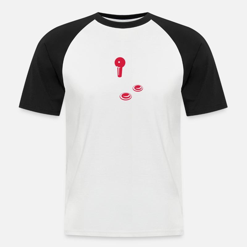 Joystick (b2a) - Männer Baseball-T-Shirt - Weiß/Schwarz