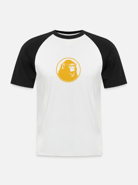 Nerdy Ape with Glasses - Männer Baseball-T-Shirt - Weiß/Schwarz