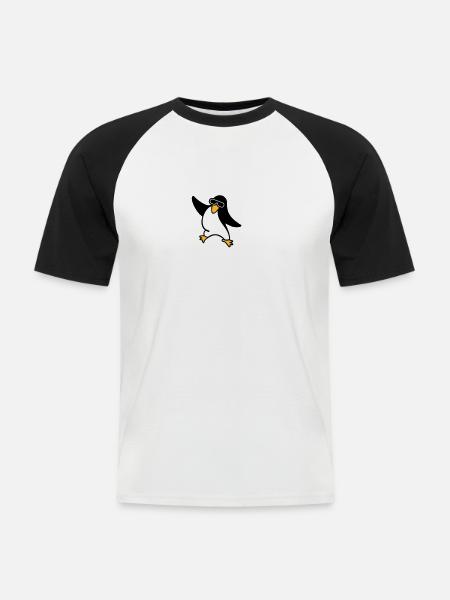 Surfer Pinguin / penguin (3c) - Männer Baseball-T-Shirt - Weiß/Schwarz