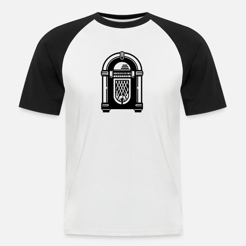 Jukebox - Männer Baseball-T-Shirt - Weiß/Schwarz
