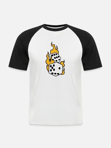 würfel - Männer Baseball-T-Shirt - Weiß/Schwarz