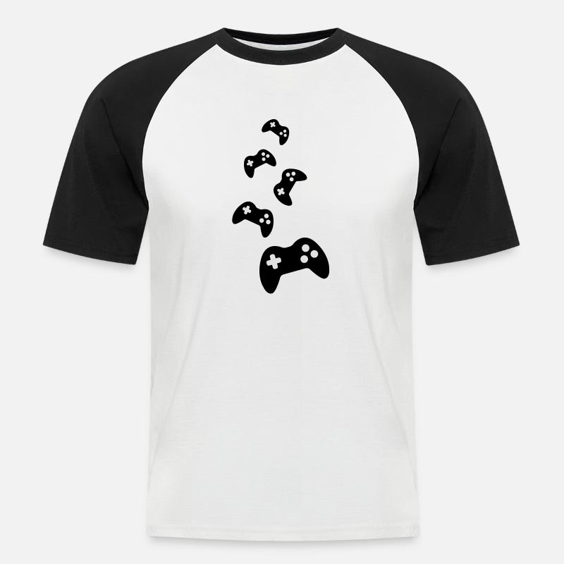 Controller Pads - Männer Baseball-T-Shirt - Weiß/Schwarz