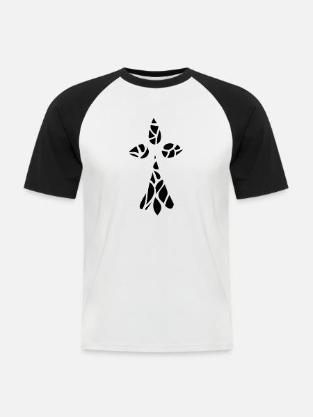 Hermine - T-shirt baseball manches courtes Homme - blanc/noir
