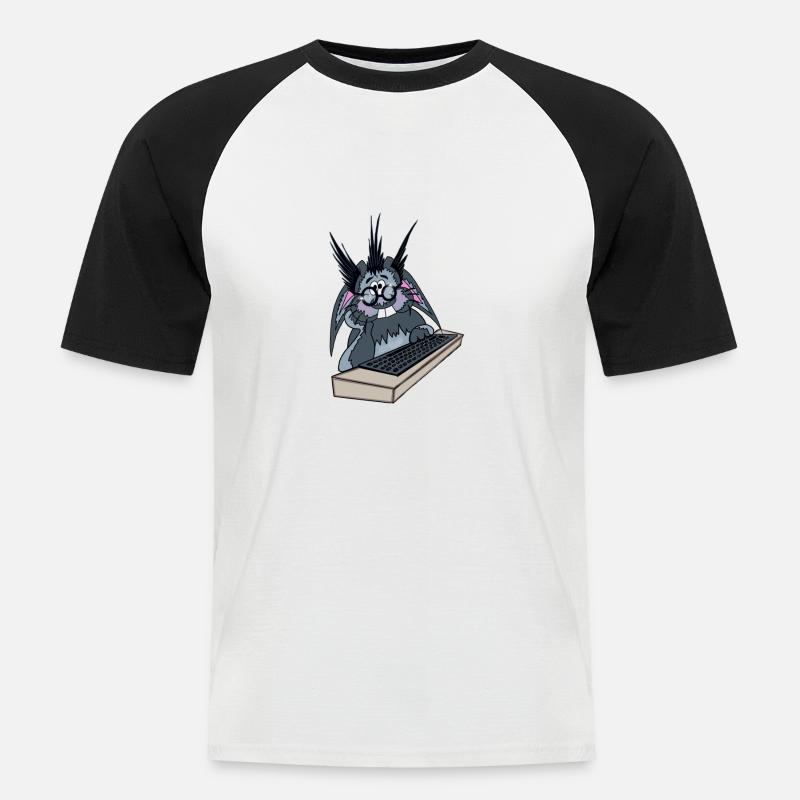 Hase Computer - Männer Baseball-T-Shirt - Weiß/Schwarz