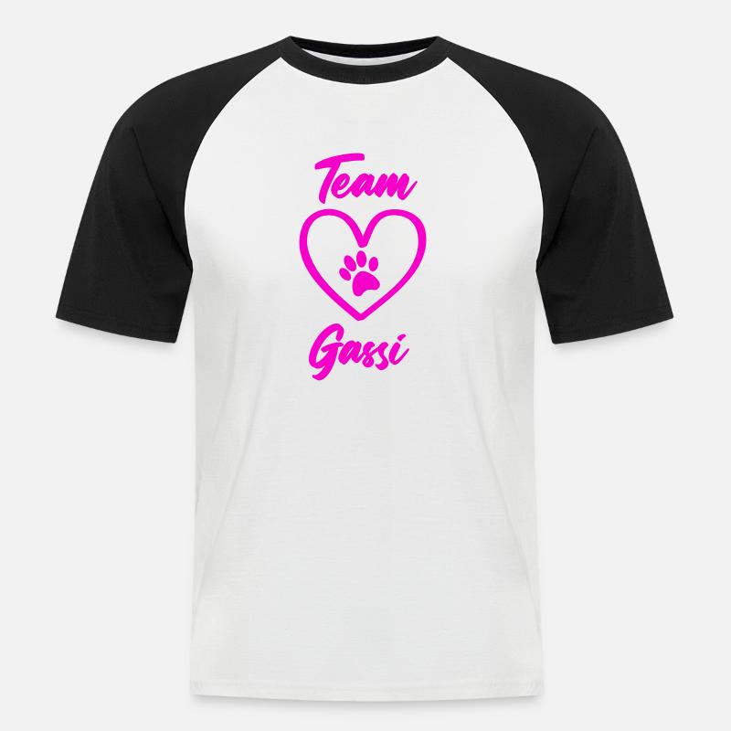 team gassi pfote liebe - Männer Baseball-T-Shirt - Weiß/Schwarz