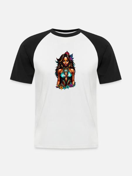 Afro Frau - Schönheit - Männer Baseball-T-Shirt - Weiß/Schwarz