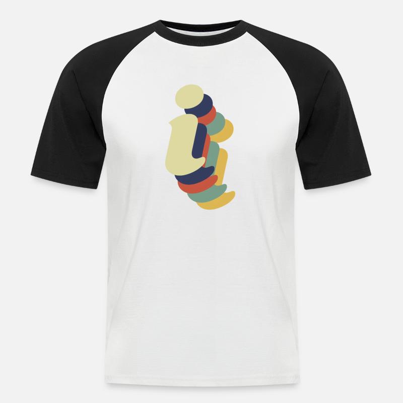 Retro-Buchstabe I - Männer Baseball-T-Shirt - Weiß/Schwarz