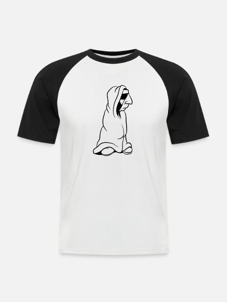 Indio Aburrido En Manta De Envoltura Divertido - Camiseta béisbol manga corta hombre - blanca/negro