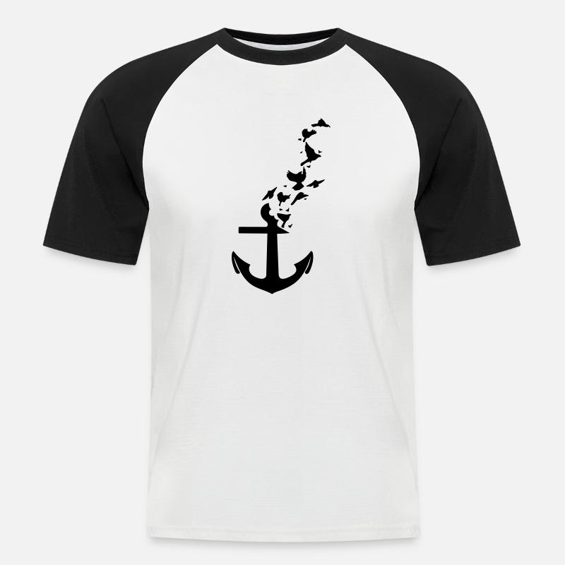 anchor - Men's Baseball T-Shirt - white/black