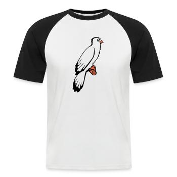 oiseau assis mignon cage branche animal de compagnie cher perroquet - T-shirt baseball manches courtes Homme - blanc/noir - Devant - Nik (191cm)