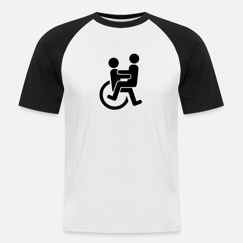 Rollstuhl - Männer Baseball-T-Shirt - Weiß/Schwarz