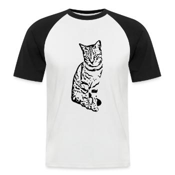 Katze Kätzchen Tigerkatze Katzenshirt Geschenk - Männer Baseball-T-Shirt - Weiß/Schwarz - Vorne - Nik (191cm)