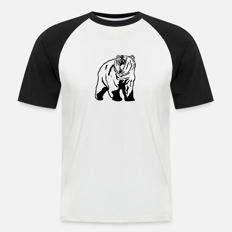 Grizzly - Bear - Bär - Männer Baseball-T-Shirt - Weiß/Schwarz