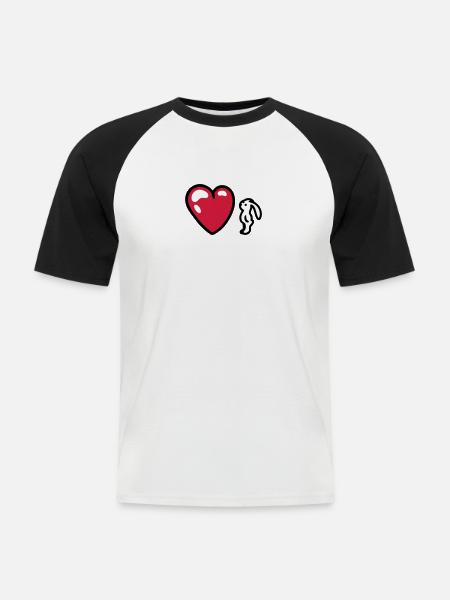 Bunny with Heart 3 - Men's Baseball T-Shirt - white/black