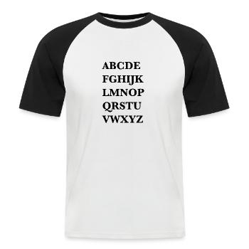 Alphabet - T-shirt baseball manches courtes Homme - blanc/noir - Devant - Nik (191cm)