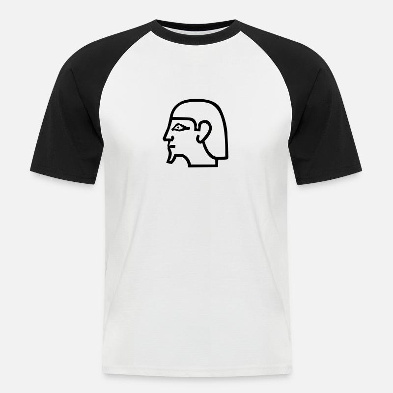:: Hieroglyphe Kopf - Männer Baseball-T-Shirt - Weiß/Schwarz