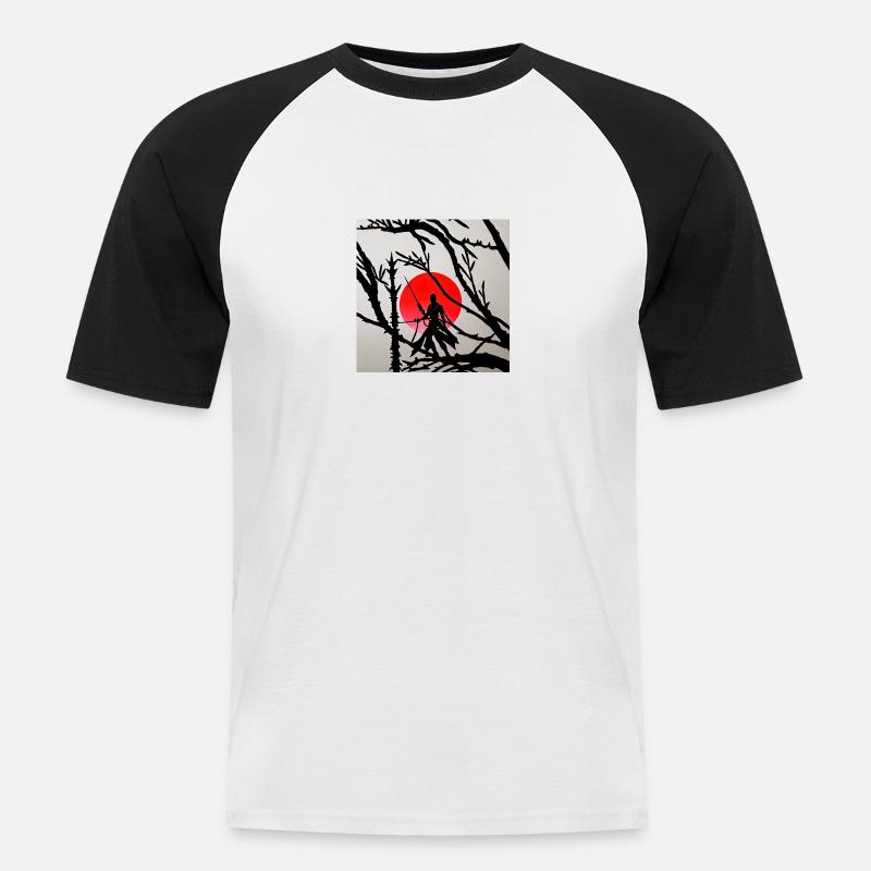 Samurai - Männer Baseball-T-Shirt - Weiß/Schwarz