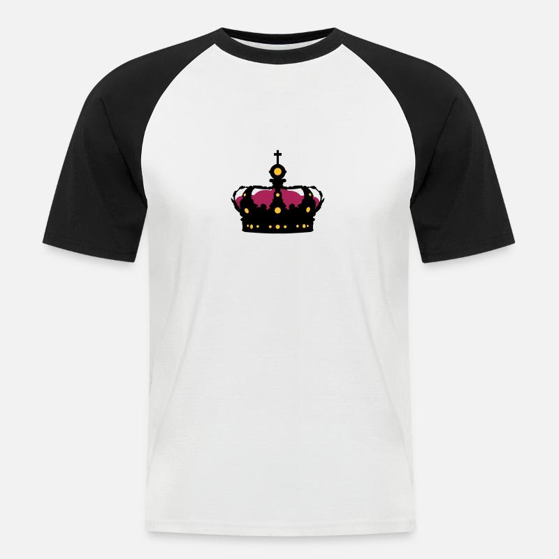 Krone - Männer Baseball-T-Shirt - Weiß/Schwarz