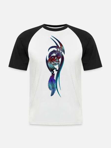 Fruchtbarkeitstanz Kokopelli - Männer Baseball-T-Shirt - Weiß/Schwarz