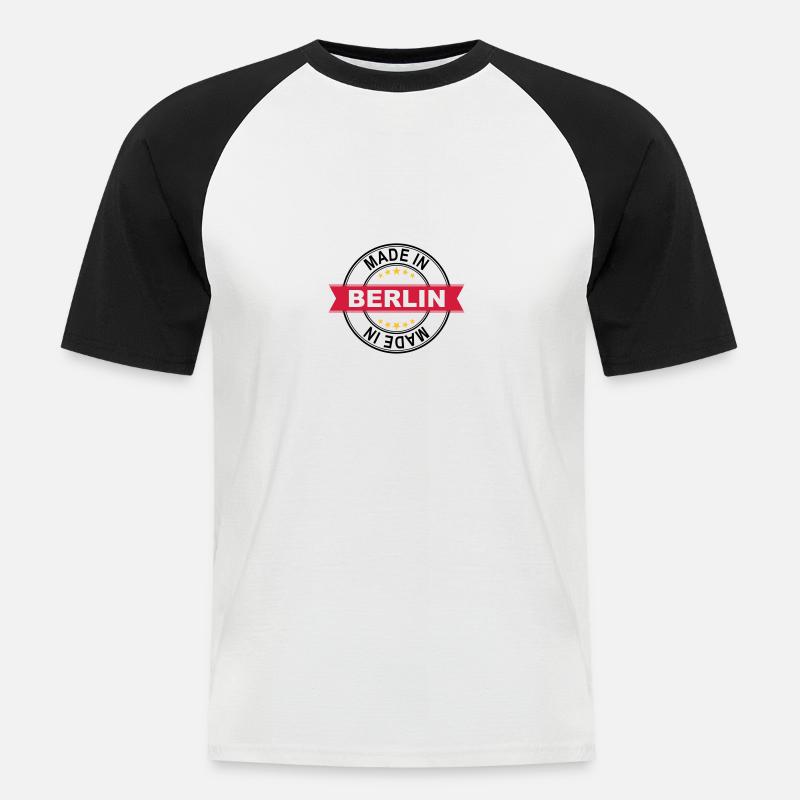 Made in Berlin - Männer Baseball-T-Shirt - Weiß/Schwarz