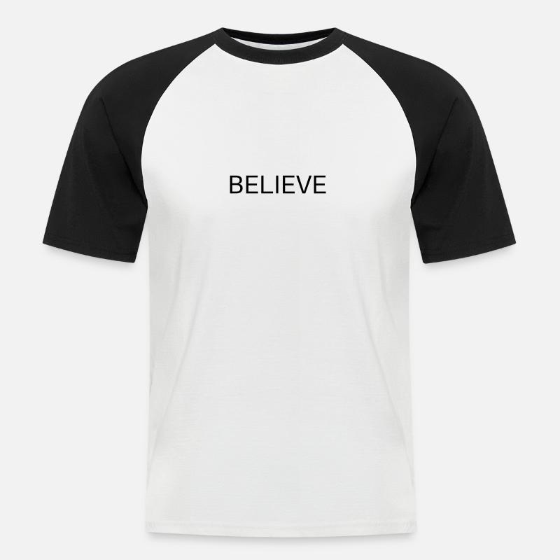 Basic Shirt Believe - Männer Baseball-T-Shirt - Weiß/Schwarz
