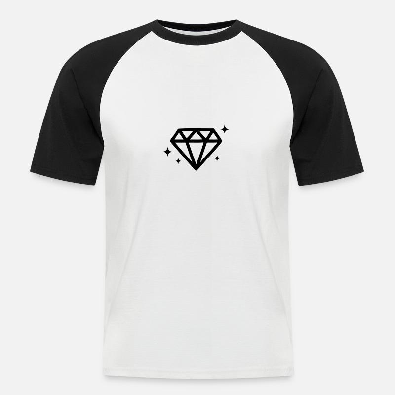 diamant - Männer Baseball-T-Shirt - Weiß/Schwarz