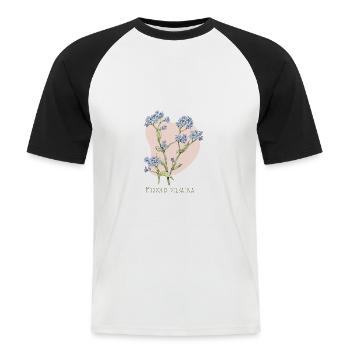 Vergissmeinnicht botanische Zeichnung - Männer Baseball-T-Shirt - Weiß/Schwarz - Vorne - Nik (191cm)