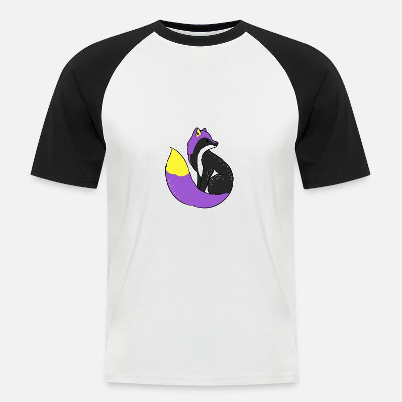 Nonbinary Fuchs Nonbinary Pride - Männer Baseball-T-Shirt - Weiß/Schwarz