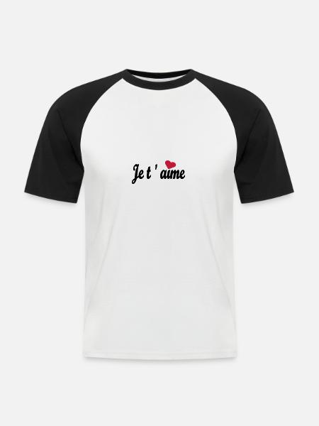 Je t 'aime - Men's Baseball T-Shirt - white/black