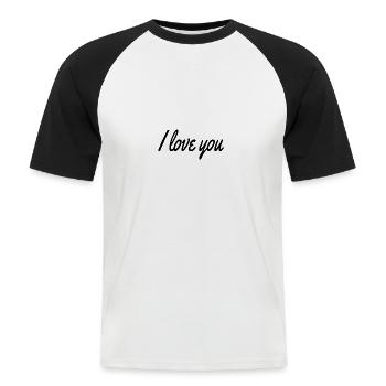L'amour - T-shirt baseball manches courtes Homme - blanc/noir - Devant - Nik (191cm)
