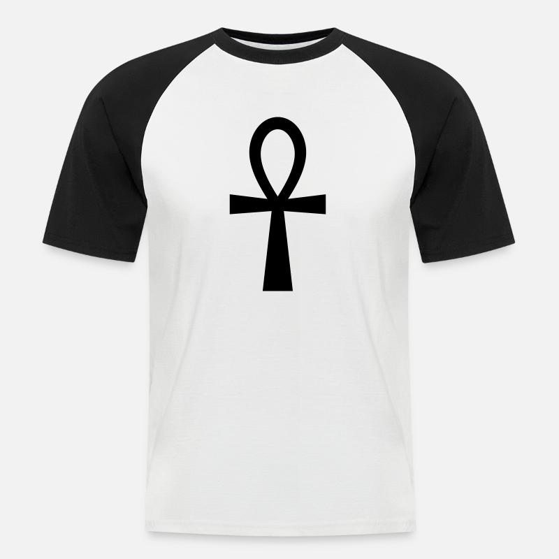 Ankh Symbol (Vector) - Männer Baseball-T-Shirt - Weiß/Schwarz