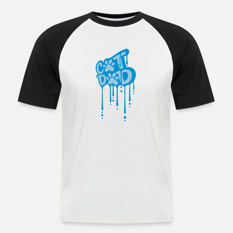 Cat Dad Graffiti Pfote - Männer Baseball-T-Shirt - Weiß/Schwarz